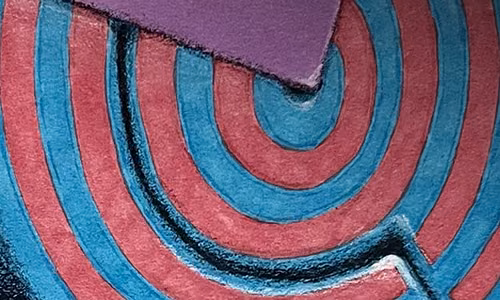 « Le Tousignant » : Contenant de polymère à deux zones thermo-formées d’une seule pièce. — Croquis technique réalisé avec marqueurs graphiques et encre.