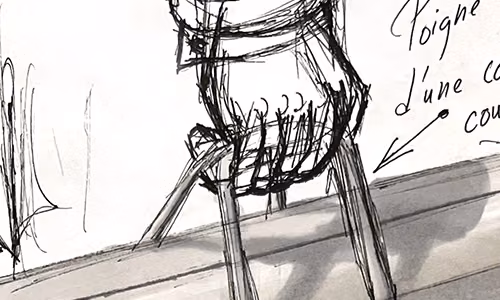 Croquis technique, encre et feutre. — Illustration réalisée avec marqueurs graphiques et encre.