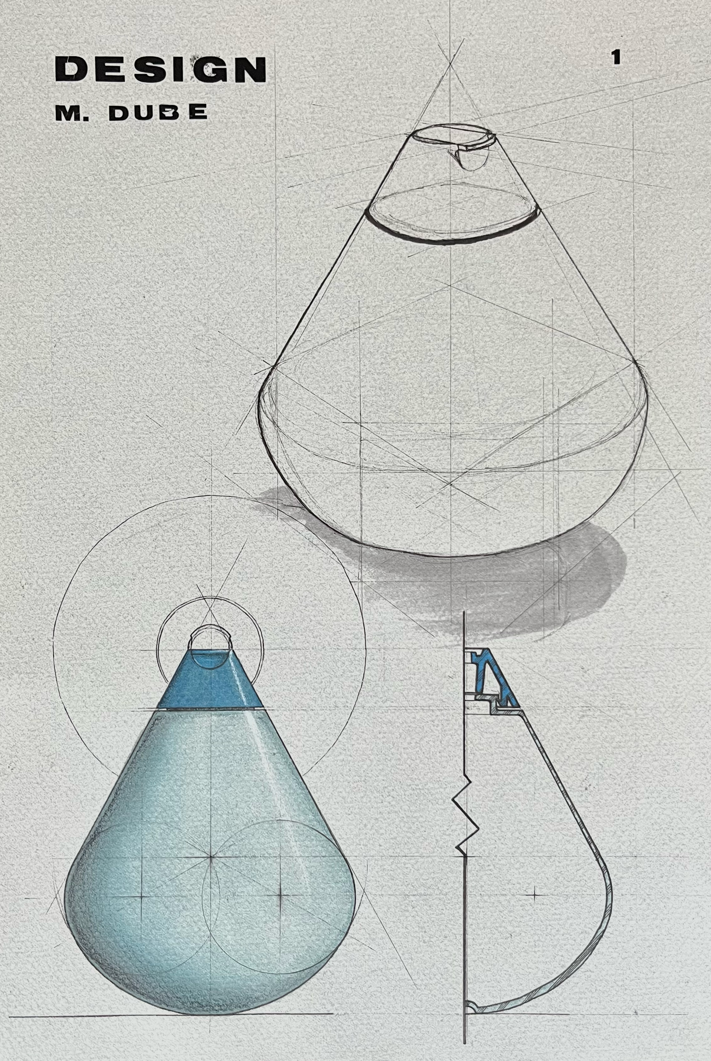 Bouteille bleue — Croquis technique
