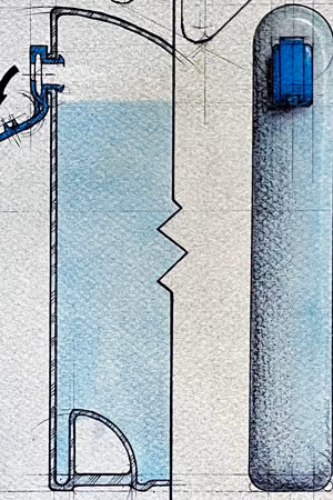 Croquis technique réalisé avec marqueurs graphiques et encre.